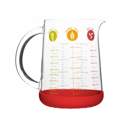 Tout neuf 🎁 Pichet Doseur en Verre et Silicone 1 L Rouge Pebbly ❤️