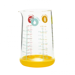 Sortie 🌟 Verre Doseur en Verre et Silicone 500 ml Jaune Pebbly ⭐